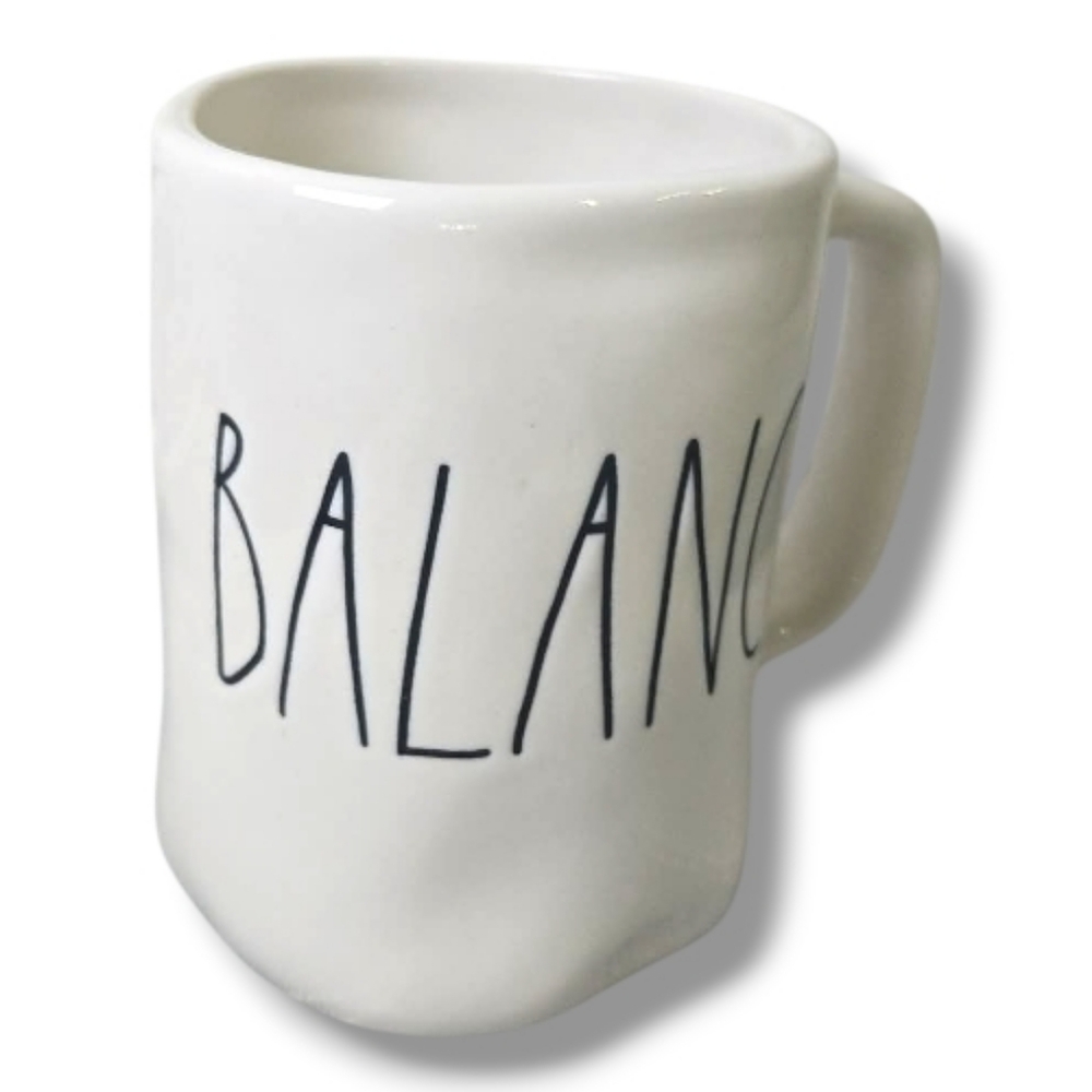 Rae Dunn BALANCE Ceramic Mug, White, Dishwasher & Microwave Safe